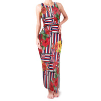 Hawaii Hibiscus Lei Family Matching Tank Maxi Dress and Hawaiian Shirt Hawaiian Flag Motif