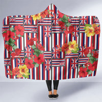 Hawaii Hibiscus Lei Hooded Blanket Hawaiian Flag Motif
