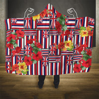 Hawaii Hibiscus Lei Hooded Blanket Hawaiian Flag Motif