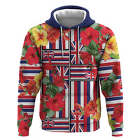 Hawaii Hibiscus Lei Hoodie Hawaiian Flag Motif LT9 Pullover Hoodie Red - Polynesian Pride