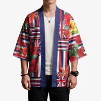 Hawaii Hibiscus Lei Kimono Hawaiian Flag Motif