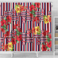Hawaii Hibiscus Lei Shower Curtain Hawaiian Flag Motif