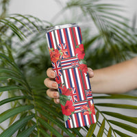 Hawaii Hibiscus Lei Skinny Tumbler Hawaiian Flag Motif
