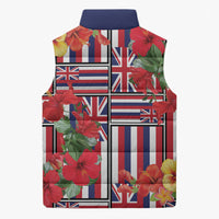 Hawaii Hibiscus Lei Sleeveless Puffer Jacket Hawaiian Flag Motif