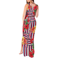 Hawaii Hibiscus Lei Tank Maxi Dress Hawaiian Flag Motif