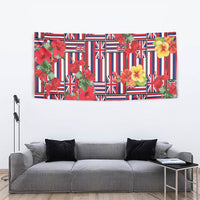 Hawaii Hibiscus Lei Tapestry Hawaiian Flag Motif