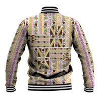 Hawaii Lokelani Pikake Lei Baseball Jacket Hawaiian Flag Motif