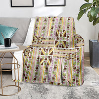 Hawaii Lokelani Pikake Lei Blanket Hawaiian Flag Motif