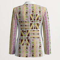 Hawaii Lokelani Pikake Lei Blazer Hawaiian Flag Motif