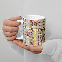 Hawaii Lokelani Pikake Lei Ceramic Mug Hawaiian Flag Motif