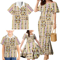 Hawaii Lokelani Pikake Lei Family Matching Mermaid Dress and Hawaiian Shirt Hawaiian Flag Motif