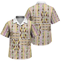Hawaii Lokelani Pikake Lei Family Matching Off The Shoulder Long Sleeve Dress and Hawaiian Shirt Hawaiian Flag Motif LT9 Son's Shirt White - Polynesian Pride
