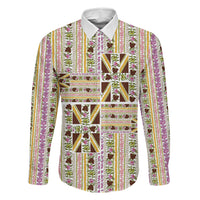 Hawaii Lokelani Pikake Lei Family Matching Puletasi and Hawaiian Shirt Hawaiian Flag Motif