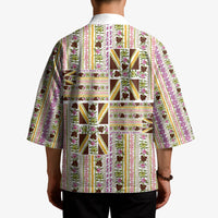 Hawaii Lokelani Pikake Lei Kimono Hawaiian Flag Motif