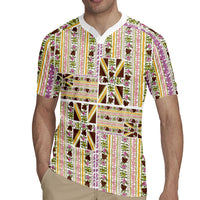 Hawaii Lokelani Pikake Lei Rugby Jersey Hawaiian Flag Motif