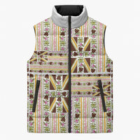 Hawaii Lokelani Pikake Lei Sleeveless Puffer Jacket Hawaiian Flag Motif
