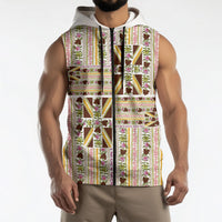 Hawaii Lokelani Pikake Lei Sleeveless Zip Hoodie Hawaiian Flag Motif