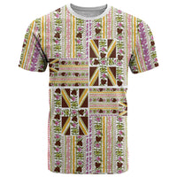 Hawaii Lokelani Pikake Lei T Shirt Hawaiian Flag Motif
