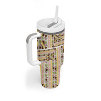 Hawaii Lokelani Pikake Lei Tumbler With Handle Hawaiian Flag Motif