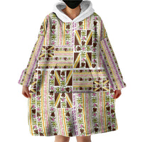 Hawaii Lokelani Pikake Lei Wearable Blanket Hoodie Hawaiian Flag Motif