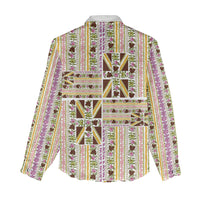 Hawaii Lokelani Pikake Lei Women Casual Shirt Hawaiian Flag Motif
