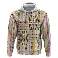 Hawaii Lokelani Pikake Lei Zip Hoodie Hawaiian Flag Motif LT9 Zip Hoodie White - Polynesian Pride