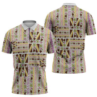 Hawaii Lokelani Pikake Lei Zipper Polo Shirt Hawaiian Flag Motif LT9 - Polynesian Pride