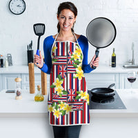 Hawaii Plumeria Lei Apron Hawaiian Flag Motif