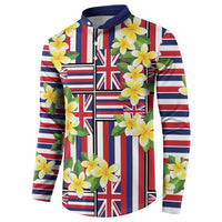 Hawaii Plumeria Lei Button Sweatshirt Hawaiian Flag Motif