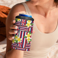 Hawaii Plumeria Lei 4 in 1 Can Cooler Tumbler Hawaiian Flag Motif