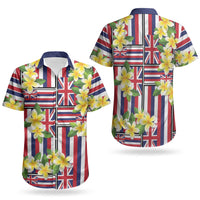 Hawaii Plumeria Lei Couples Matching Mermaid Dress and Hawaiian Shirt Hawaiian Flag Motif LT9 - Polynesian Pride