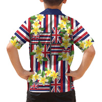 Hawaii Plumeria Lei Family Matching Off Shoulder Maxi Dress and Hawaiian Shirt Hawaiian Flag Motif