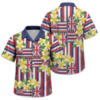 Hawaii Plumeria Lei Family Matching Off Shoulder Short Dress and Hawaiian Shirt Hawaiian Flag Motif LT9 Son's Shirt Red - Polynesian Pride
