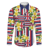 Hawaii Plumeria Lei Family Matching Puletasi and Hawaiian Shirt Hawaiian Flag Motif