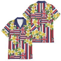 Hawaii Plumeria Lei Family Matching Short Sleeve Bodycon Dress and Hawaiian Shirt Hawaiian Flag Motif LT9 Dad's Shirt - Short Sleeve Red - Polynesian Pride