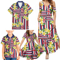 Hawaii Plumeria Lei Family Matching Summer Maxi Dress and Hawaiian Shirt Hawaiian Flag Motif LT9 - Polynesian Pride