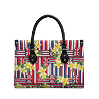 Hawaii Plumeria Lei Leather Bag Hawaiian Flag Motif