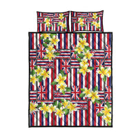Hawaii Plumeria Lei Quilt Bed Set Hawaiian Flag Motif