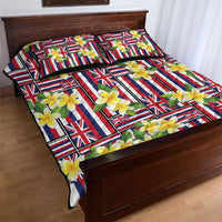 Hawaii Plumeria Lei Quilt Bed Set Hawaiian Flag Motif