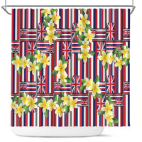 Hawaii Plumeria Lei Shower Curtain Hawaiian Flag Motif