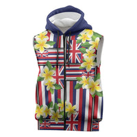 Hawaii Plumeria Lei Sleeveless Zip Hoodie Hawaiian Flag Motif