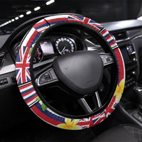 Hawaii Plumeria Lei Steering Wheel Cover Hawaiian Flag Motif