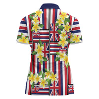 Hawaii Plumeria Lei Women Polo Shirt Hawaiian Flag Motif