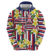 Hawaii Plumeria Lei Zip Hoodie Hawaiian Flag Motif