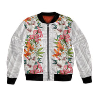 Hawaii Tropical Twist Lei Bomber Jacket Hawaiian Flag Motif