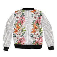 Hawaii Tropical Twist Lei Bomber Jacket Hawaiian Flag Motif