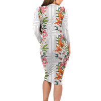 Hawaii Tropical Twist Lei Family Matching Long Sleeve Bodycon Dress and Hawaiian Shirt Hawaiian Flag Motif