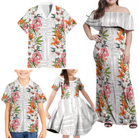 Hawaii Tropical Twist Lei Family Matching Off Shoulder Maxi Dress and Hawaiian Shirt Hawaiian Flag Motif