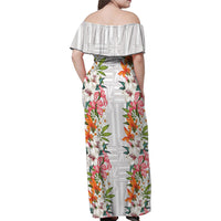 Hawaii Tropical Twist Lei Family Matching Off Shoulder Maxi Dress and Hawaiian Shirt Hawaiian Flag Motif