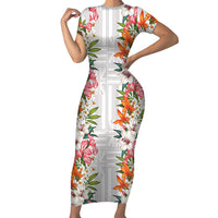 Hawaii Tropical Twist Lei Family Matching Short Sleeve Bodycon Dress and Hawaiian Shirt Hawaiian Flag Motif